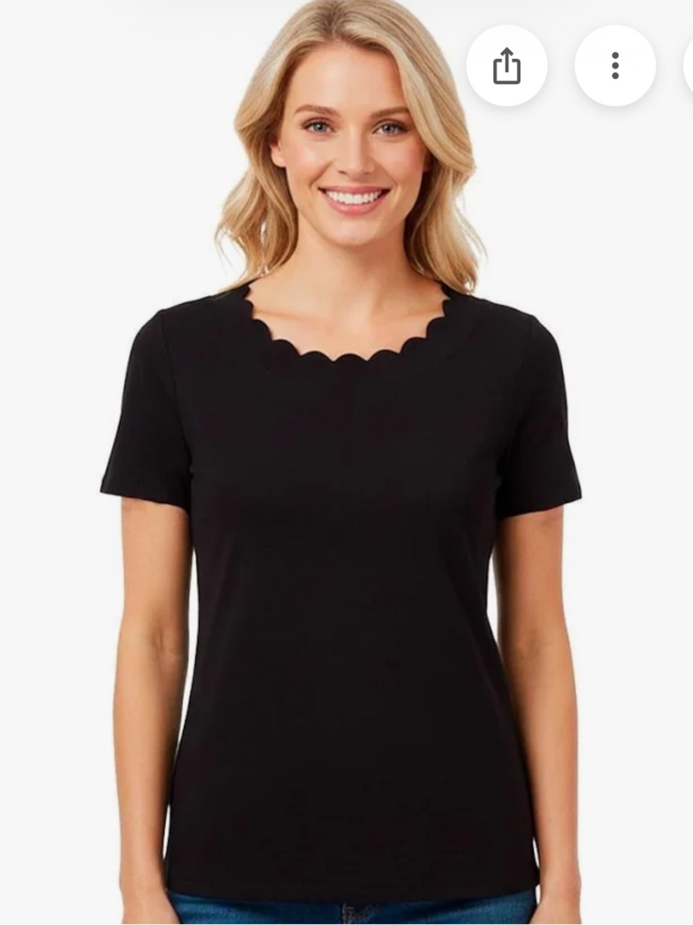 Anne Klein Black Short-Sleeve Boxy Tee